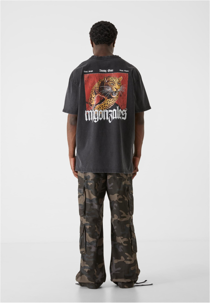 MJG Heavy Oversized Acid Washed Tee - Savage Leopard