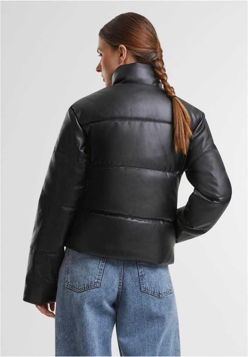 Ladies Synthetic Leather Puffer Jacket