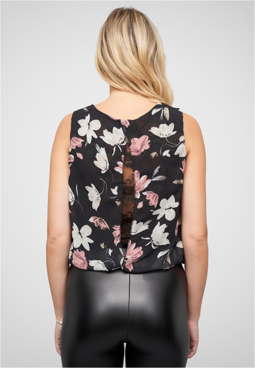 Top mit Blumen Print und Spitze hinten