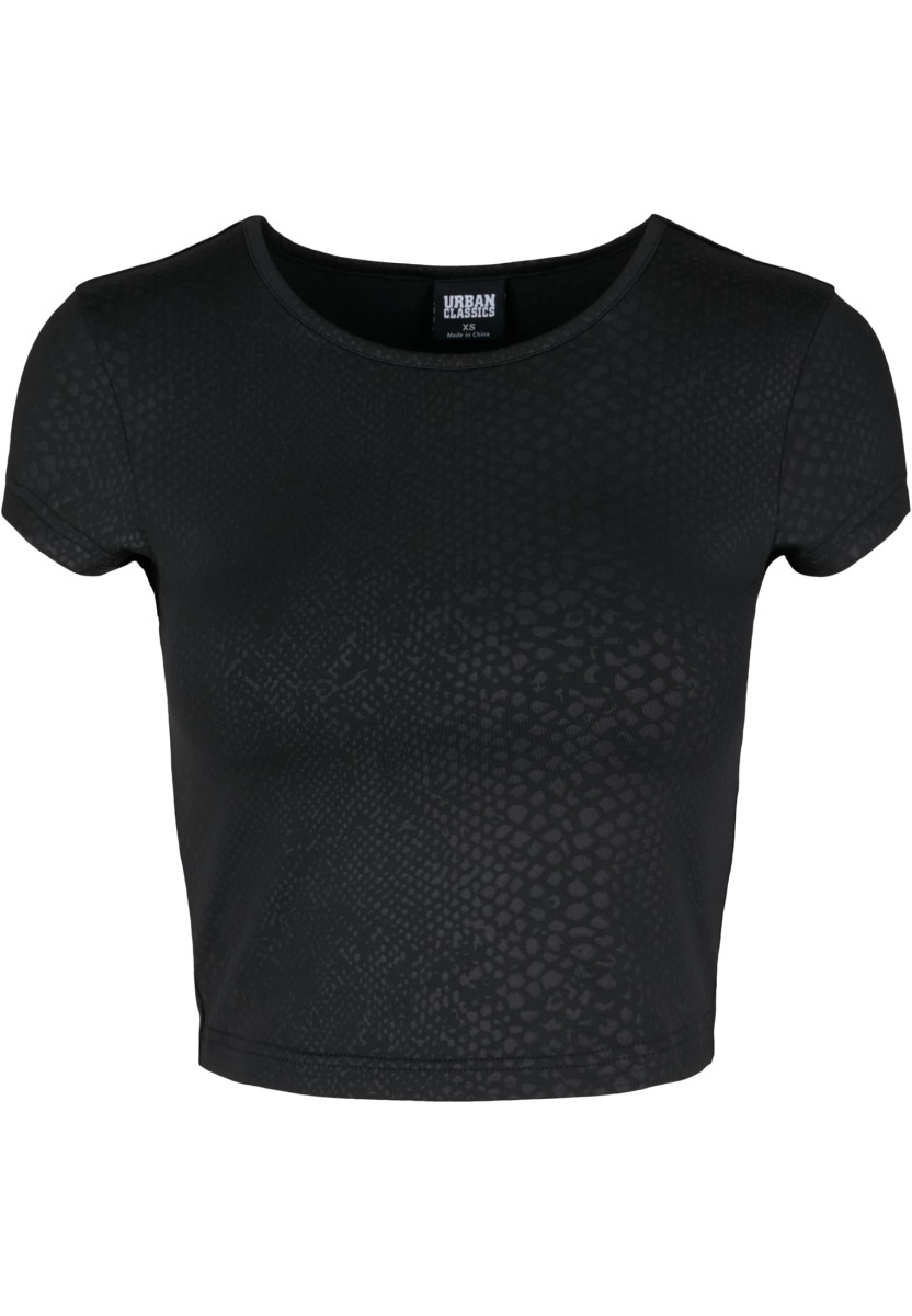 Ladies Stretch Pattern Cropped Tee