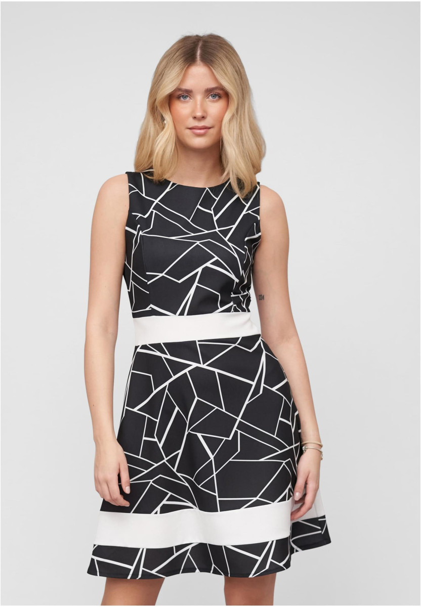 Dress with Abstract Print and Zipper on the back