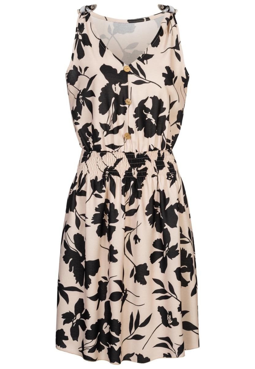 Dress with buttons and knot details flower print