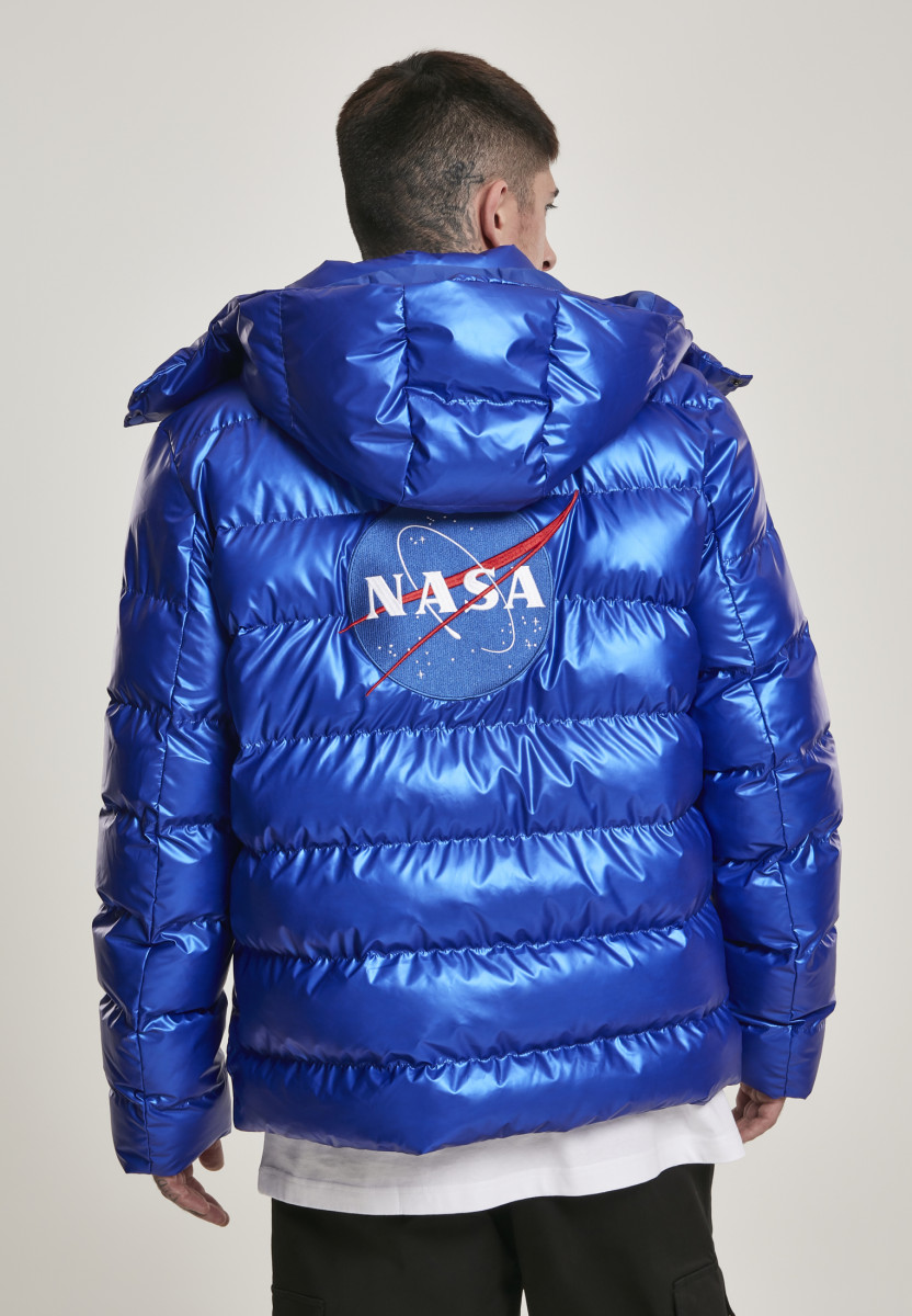 NASA Insignia Metallic Puffer Jacket