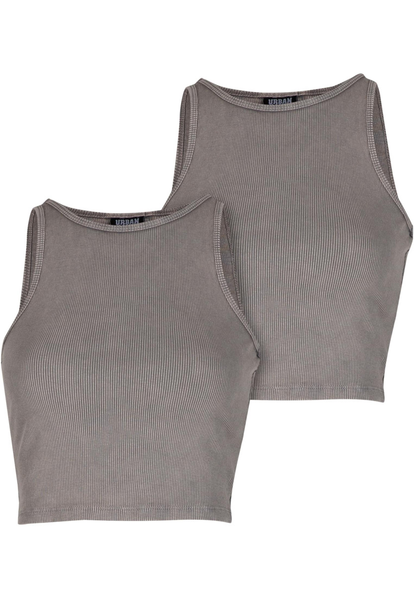 Ladies Washed Rib Jersey Cropped Top 2Pack