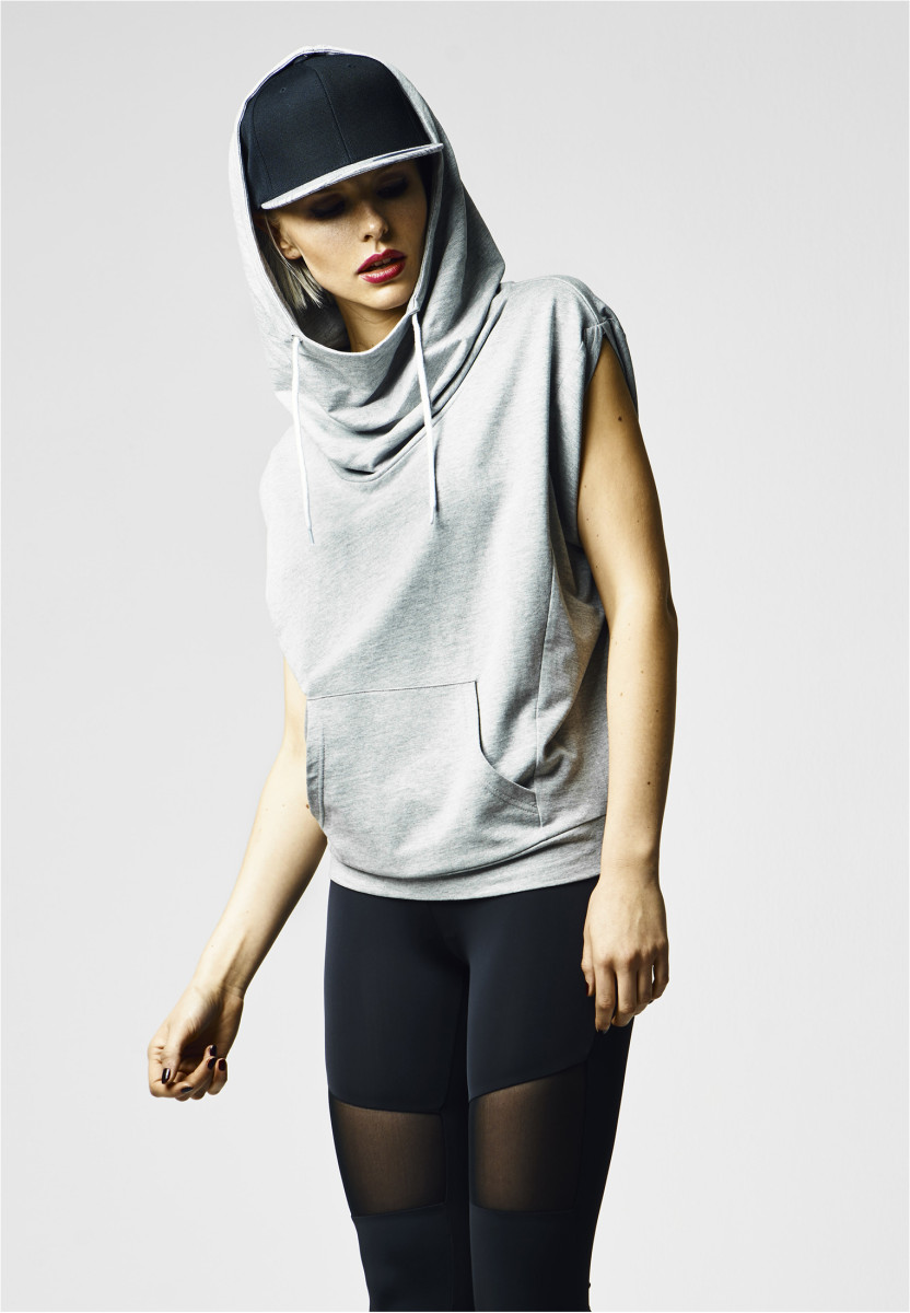 Ladies Sleeveless Terry High Neck Hoody