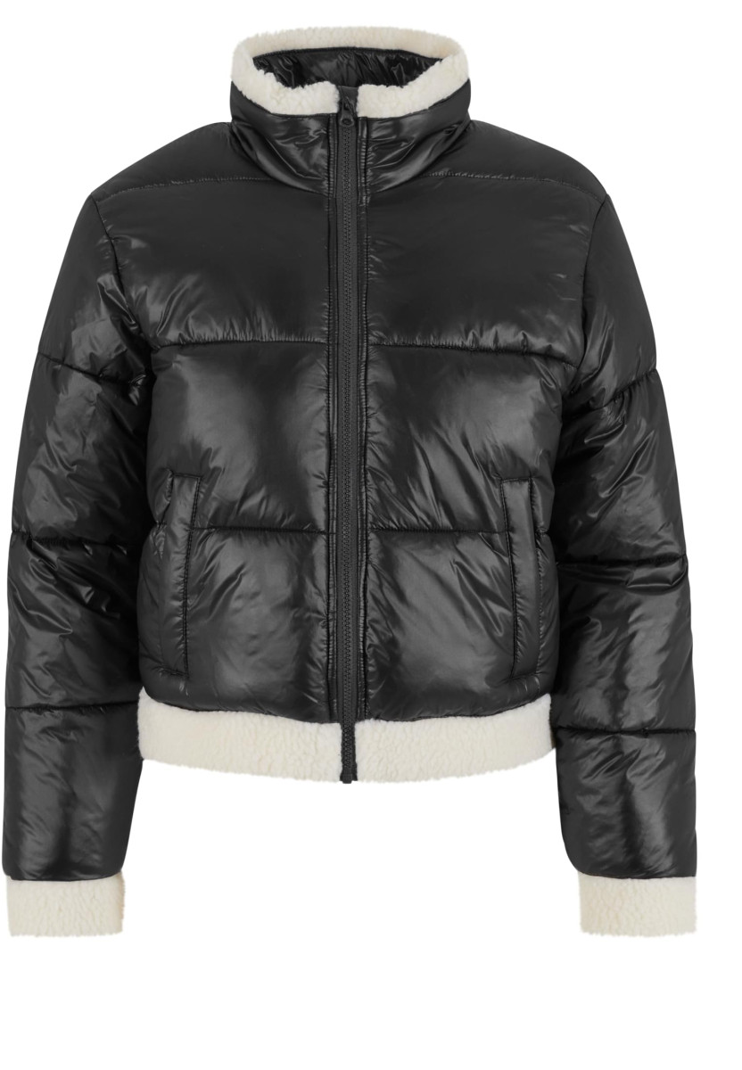 Ladies Recycled Shiny Puffer Sherpa Jacket