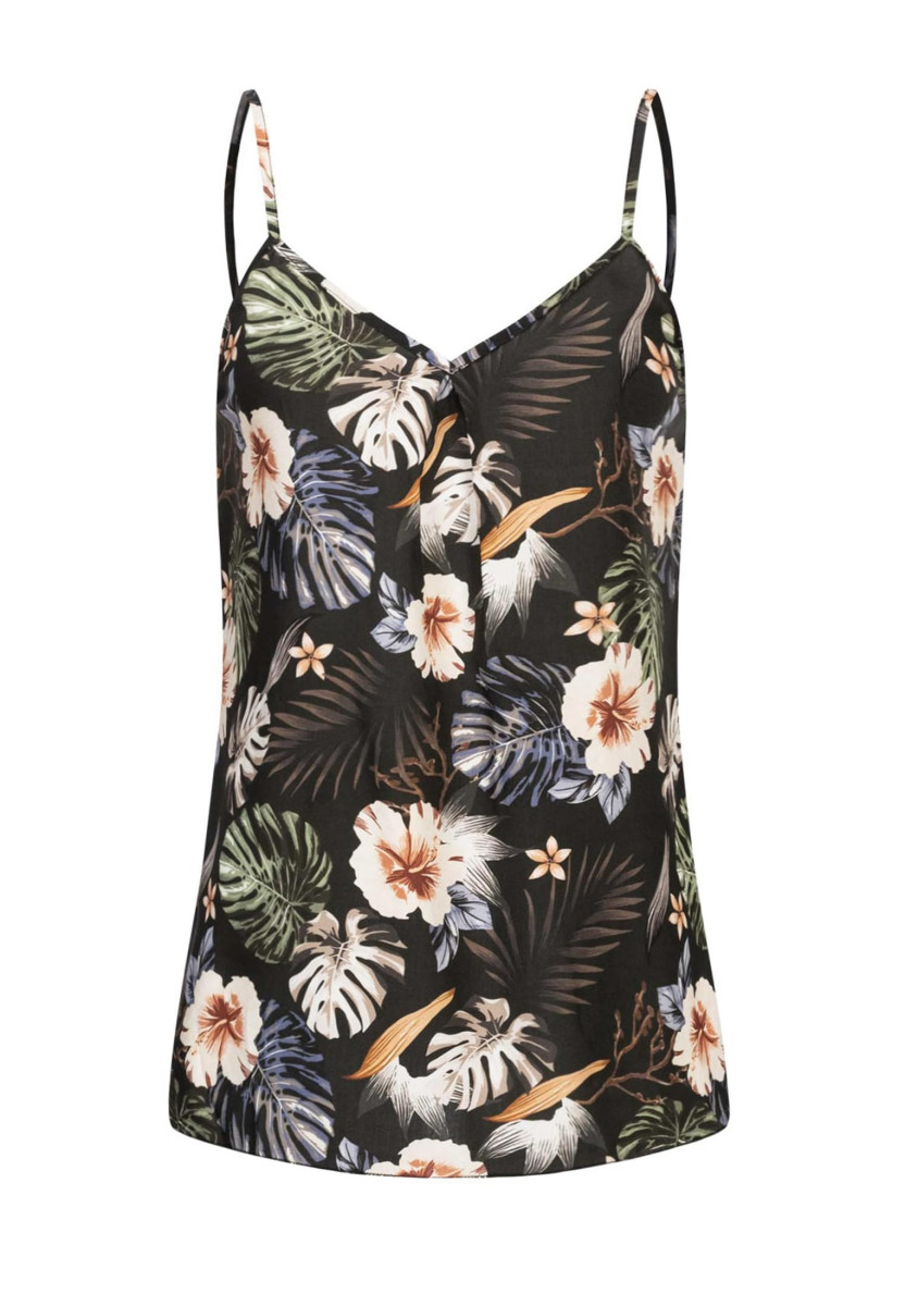 Viskose Tr?ger Top mit Tropical Print