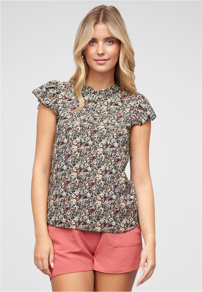 Bluse mit 4er Knopfleiste und Blumen Print