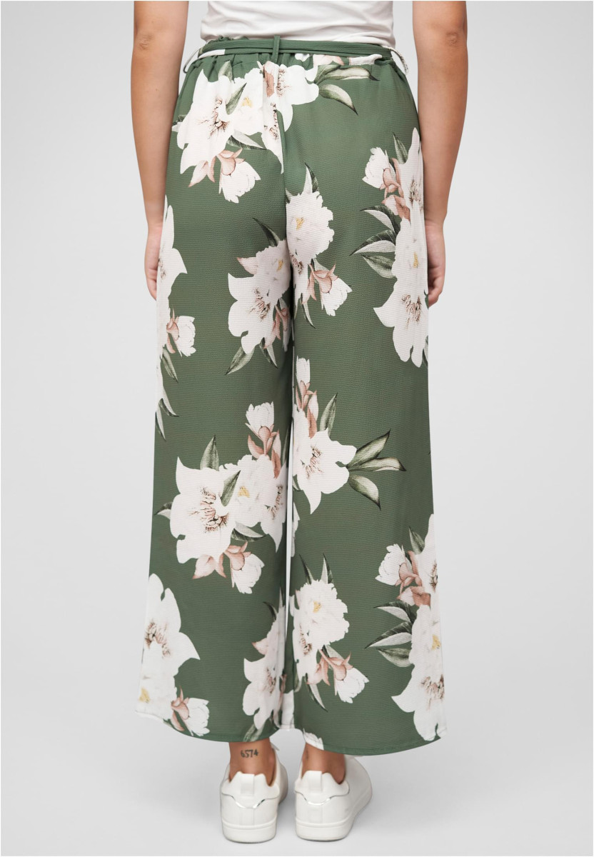 Sommerhose mit Bindeg?rtel und Blumen Print