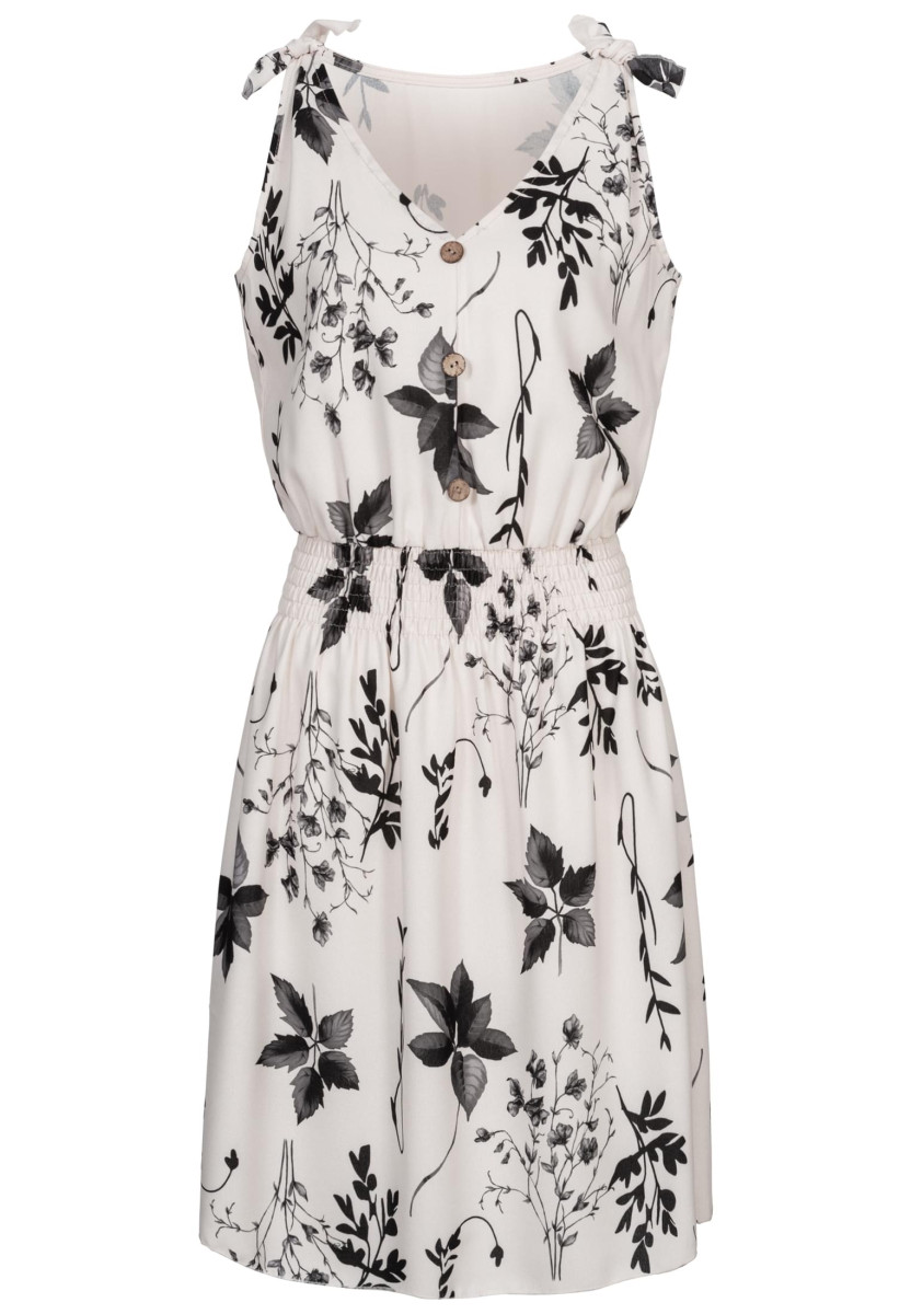 Dress with buttons and knot details flower print