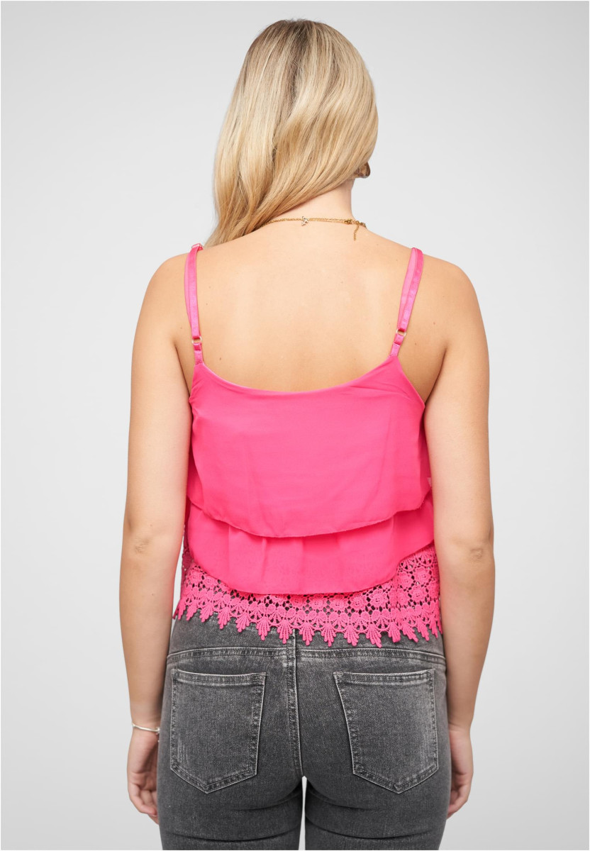 Chiffon Stufen Top mit Spitze 3-lagig