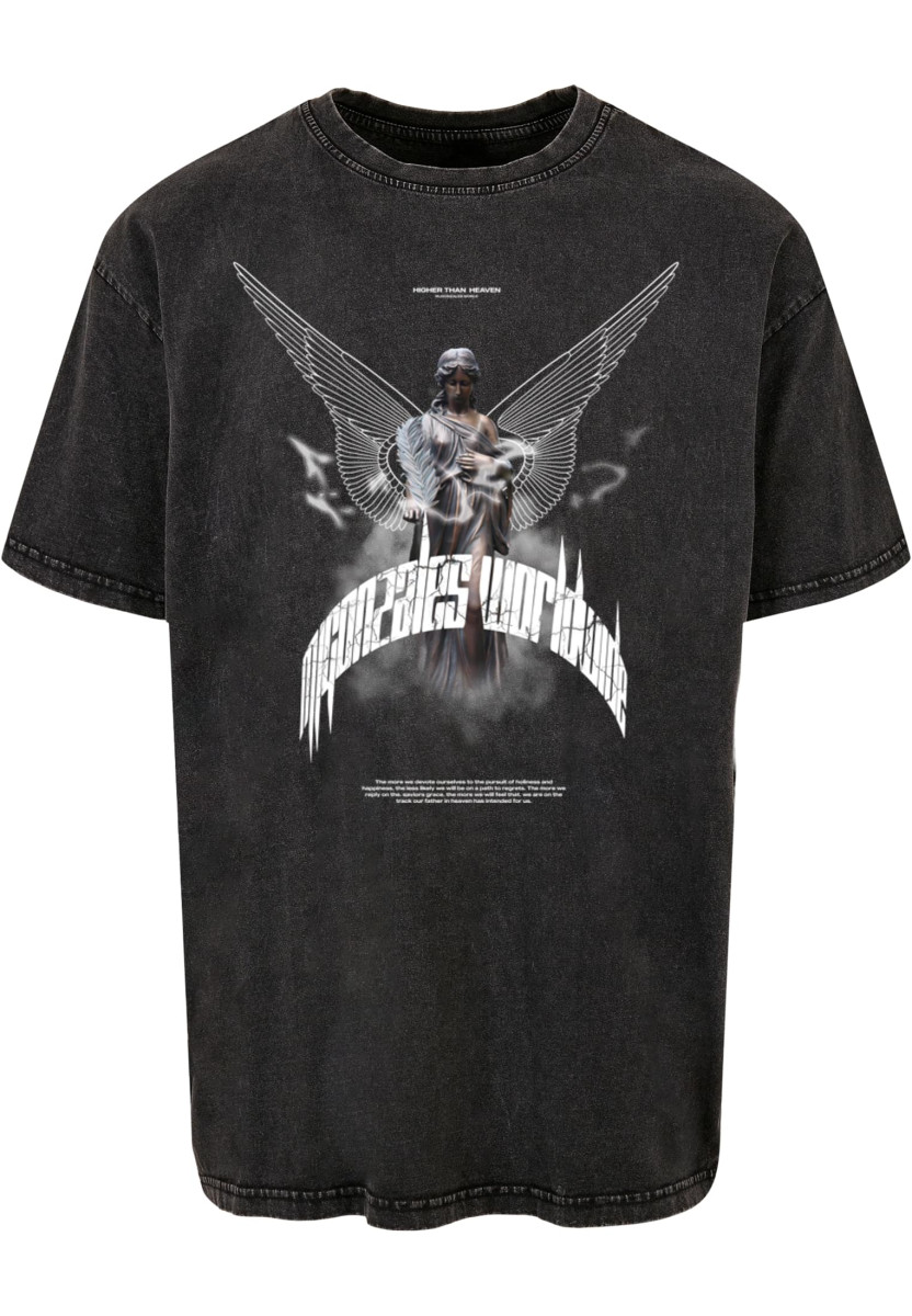 HIGHER THAN HEAVEN white V.1 Acid Washed Heavy Oversize Tee