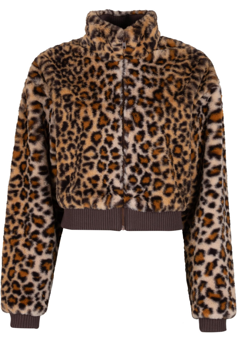 Ladies Cropped Faux Fur Leo Jacket