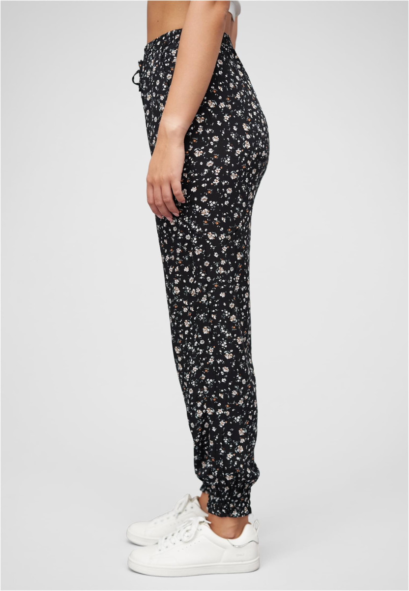 Viskose Hose mit B?ndchen 2-Pockets & Blumen Print