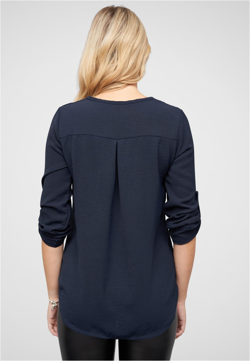 Musselin Bluse mit Turn-Up-?rmeln und Zipper