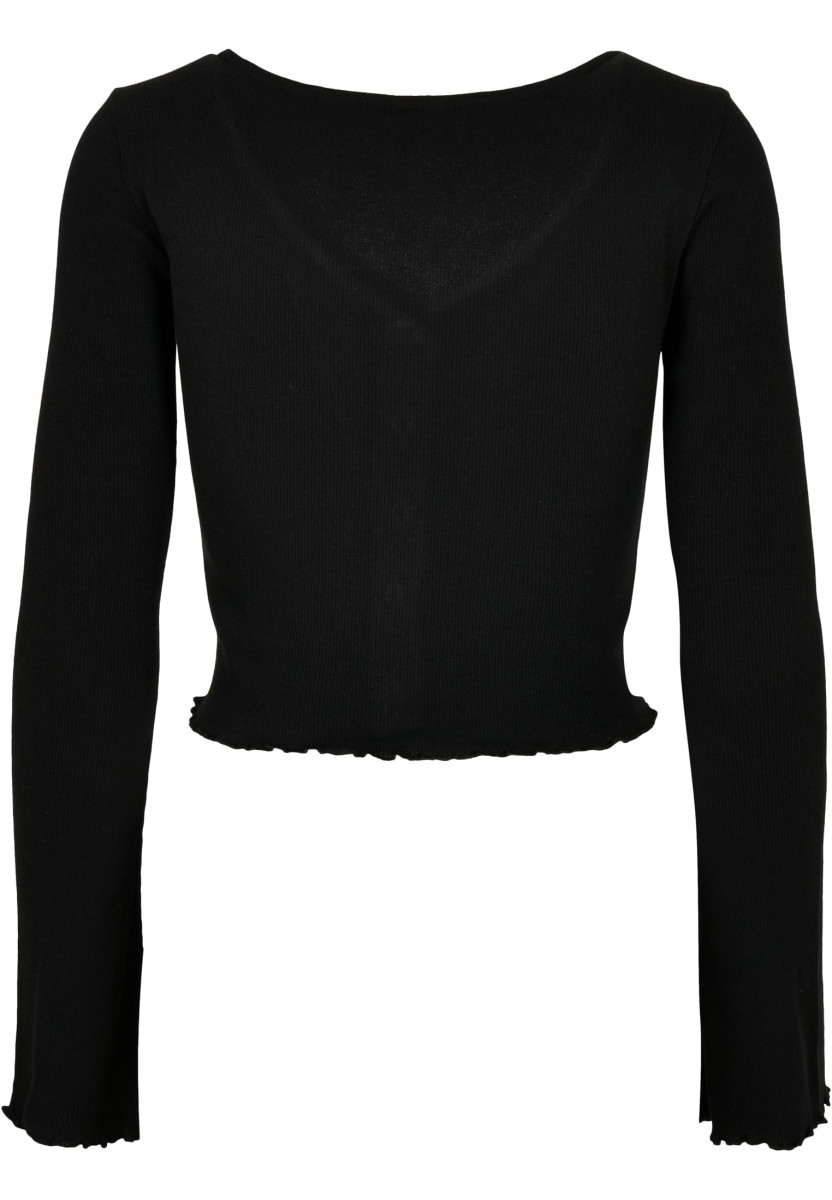 Ladies Cropped Rib Cardigan