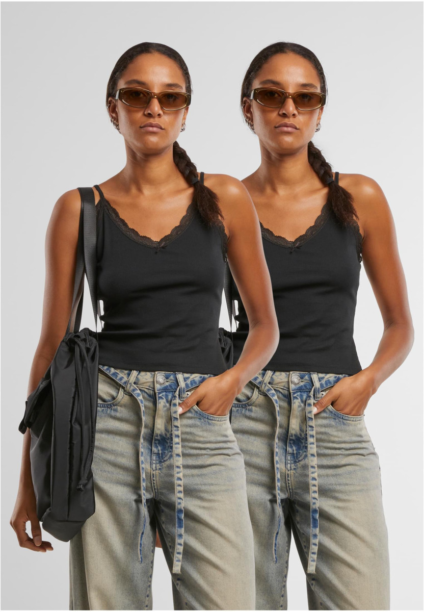 Ladies V-Neck Lace Top 2-Pack