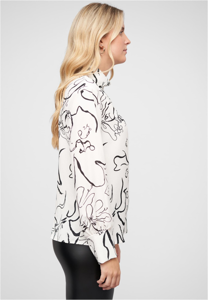 Langarm Choker Bluse mit Grafik Print