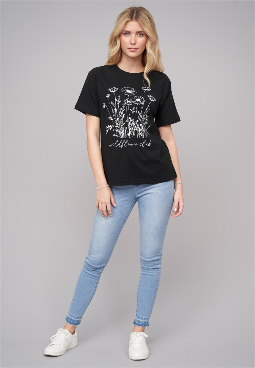 Ladies 77 Wildflower Black Tee