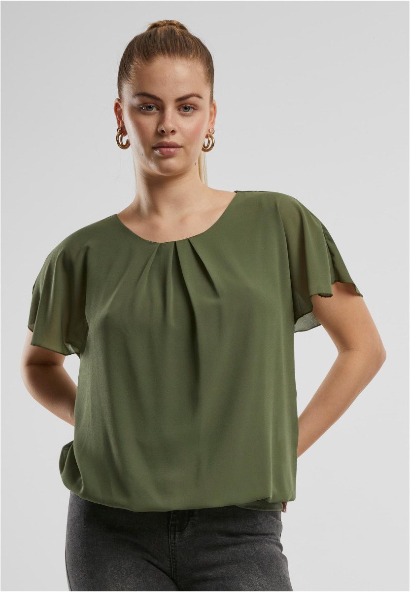 Cloud5ive Damen Chiffon Top 2-lagig mit Fledermaus?rmeln