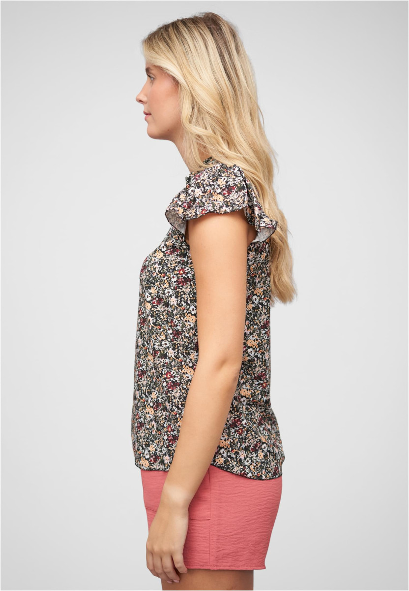 Bluse mit 4er Knopfleiste und Blumen Print