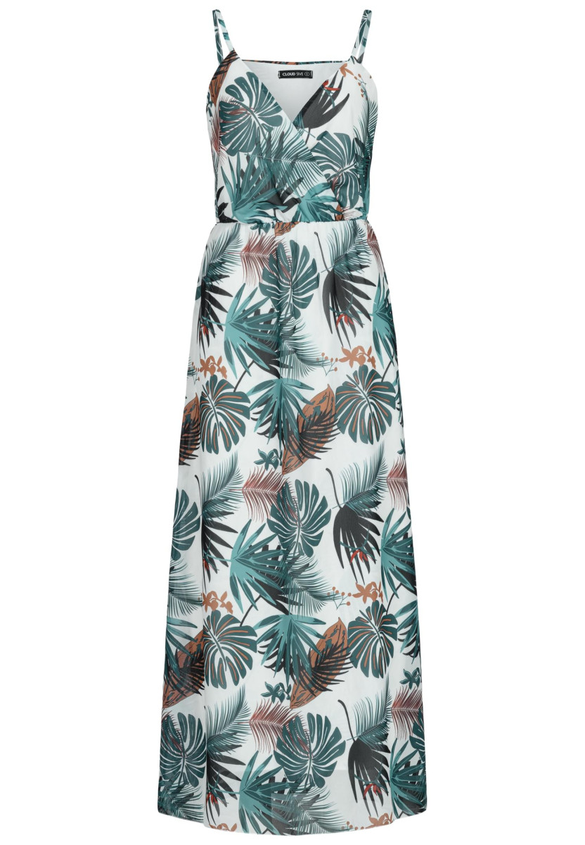 2-Layered Maxi-Dress Tropical Print