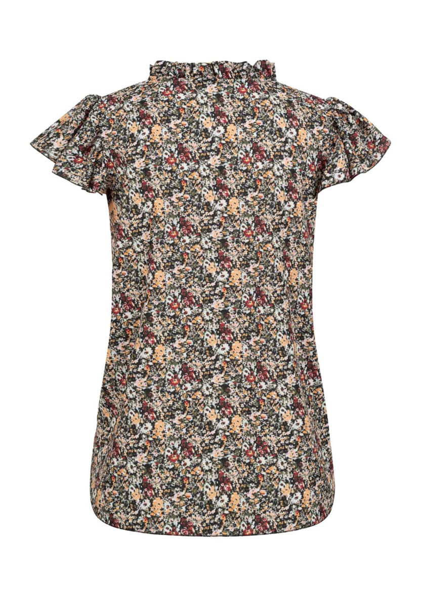 Bluse mit 4er Knopfleiste und Blumen Print