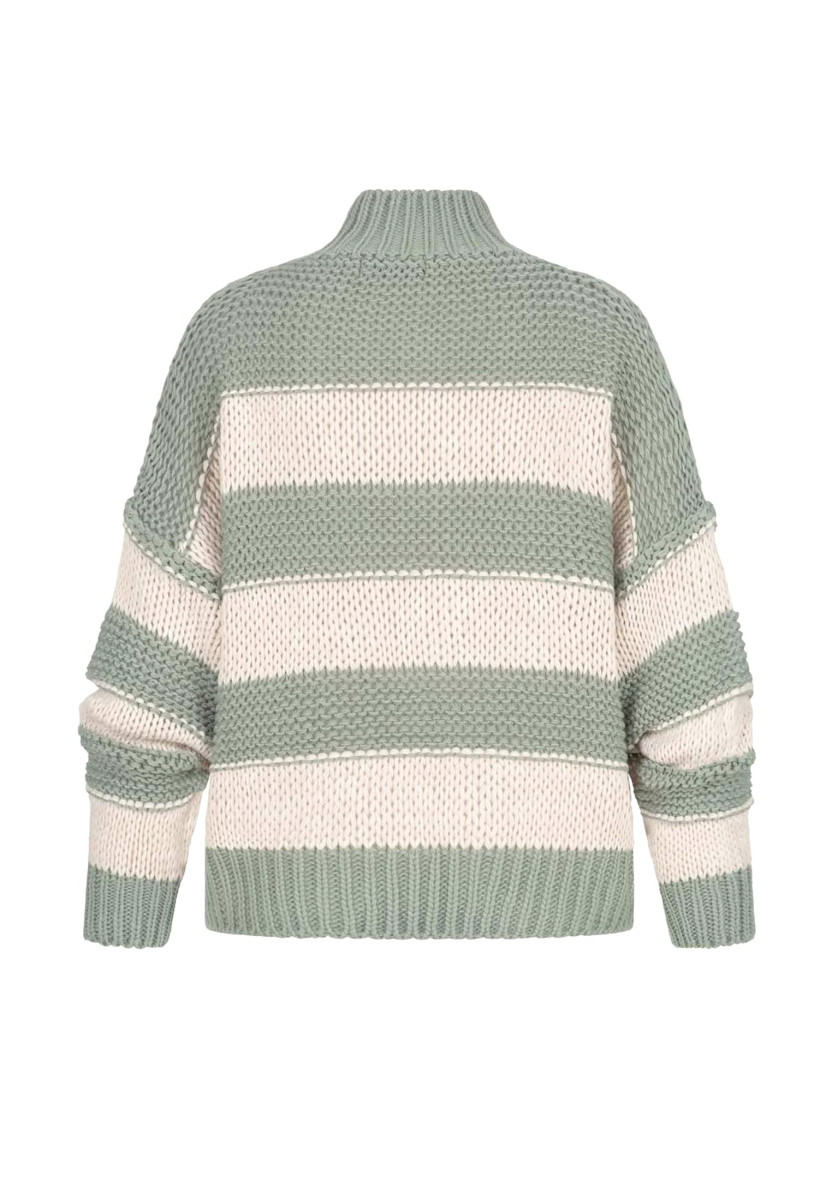 Strick-Sweater Pullover mit High-Neck und Streifen-Muster