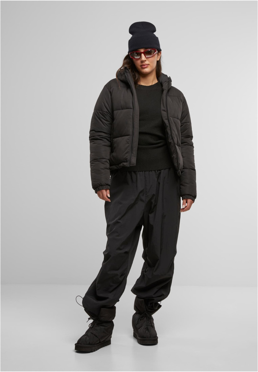 Ladies Peached Puffer Jacket With Hood