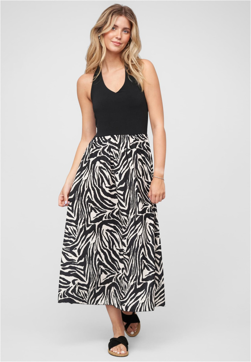 Maxi Neckholder-Dress with zebra print