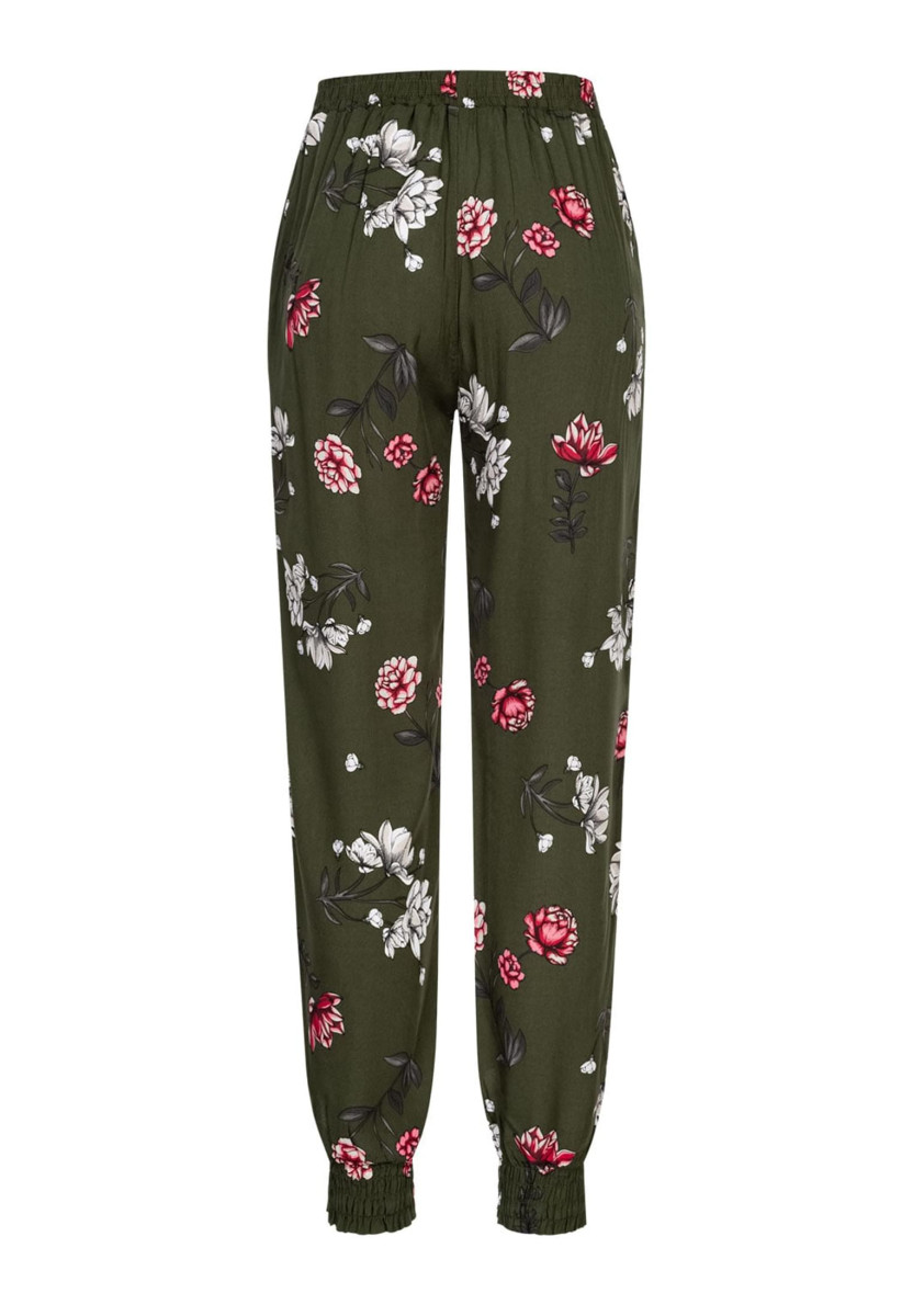 Viskose Hose mit B?ndchen 2-Pockets & Floraler Print