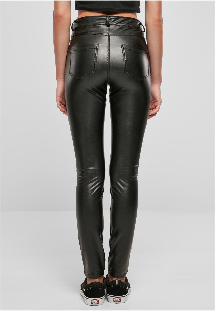 Ladies Mid Waist Synthetic Leather Pants