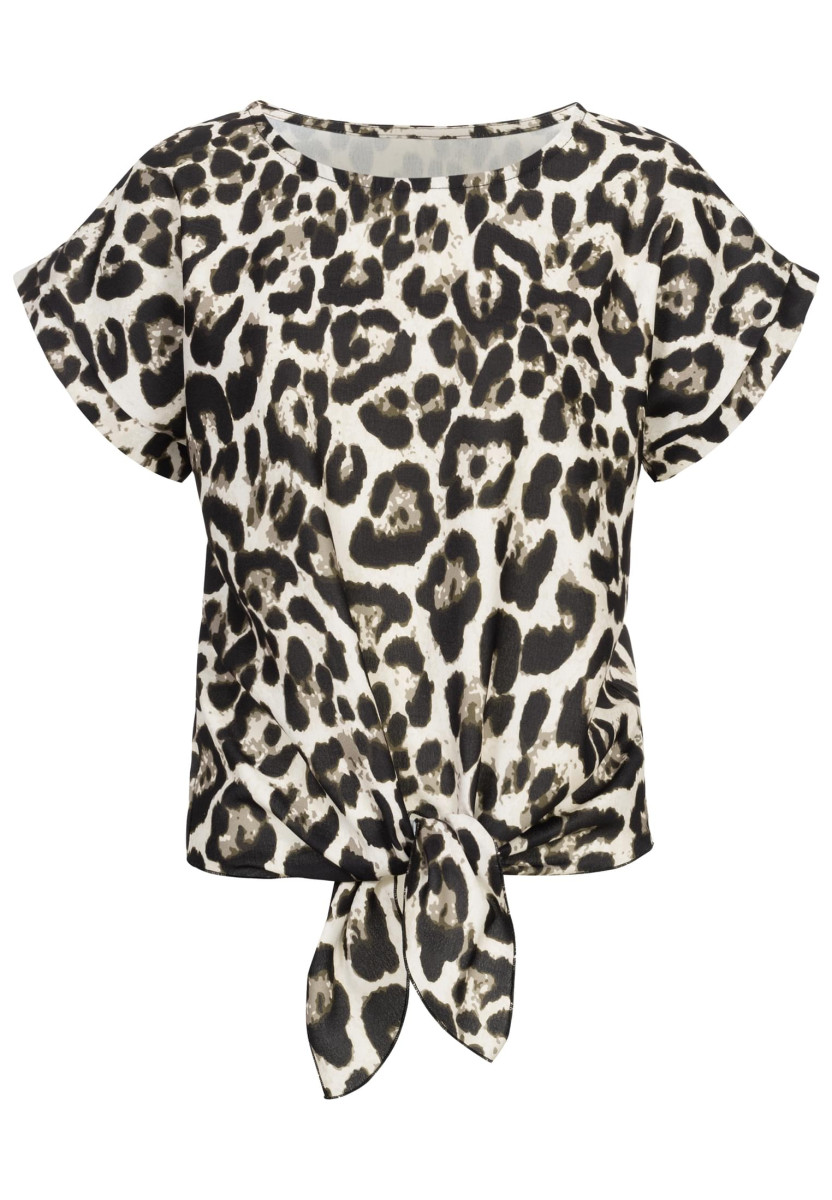 Top withknot detail and leo print