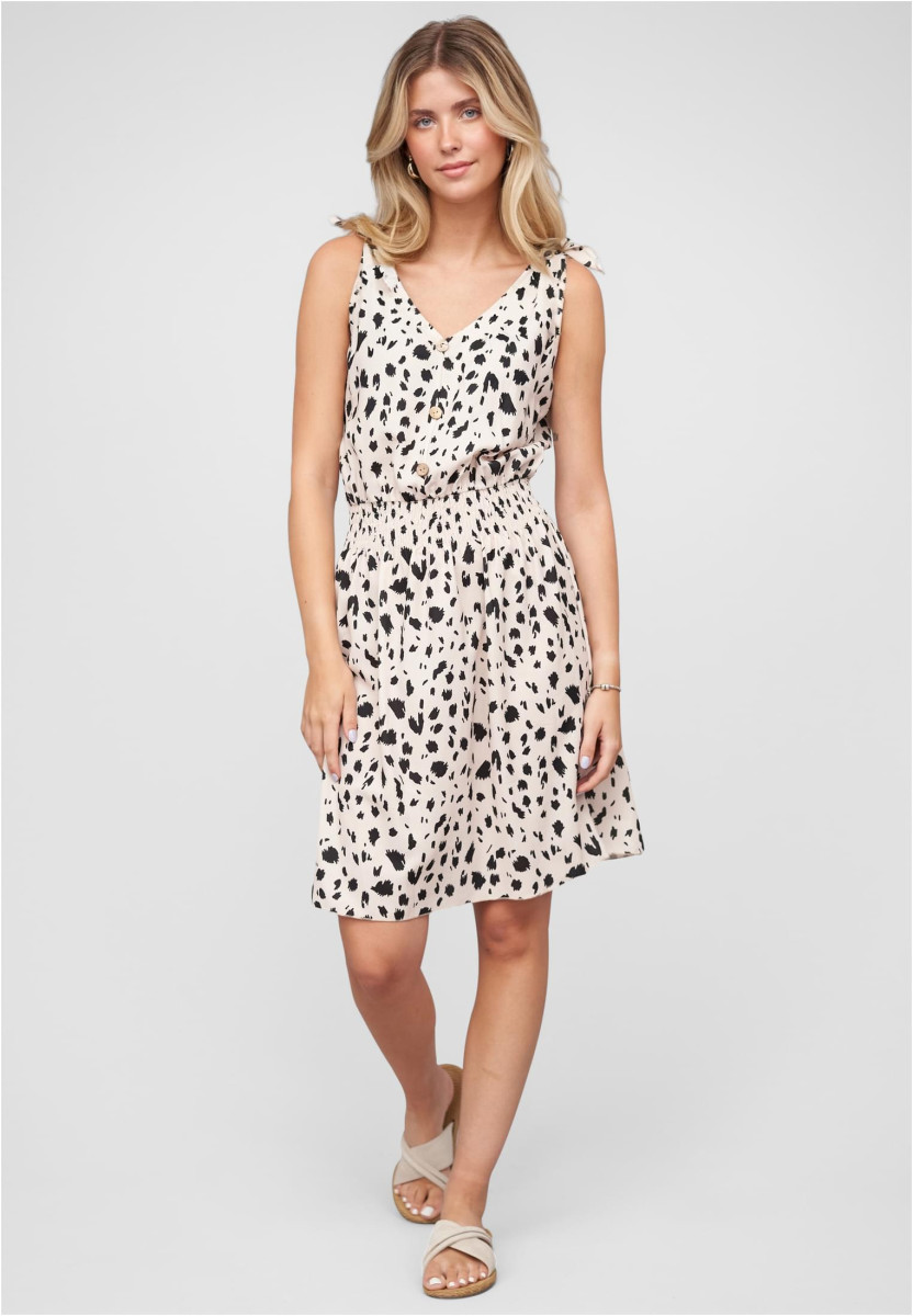 Dress with buttons and knot details animal print