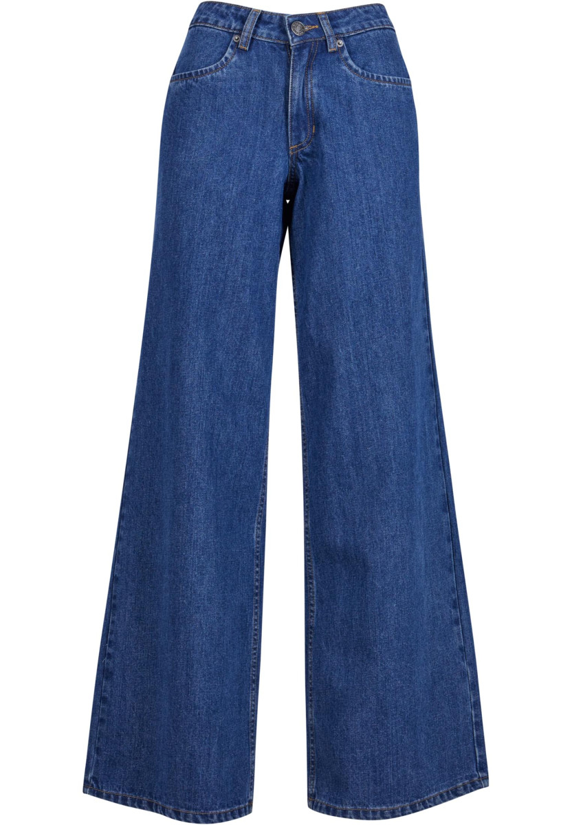 Ladies Mid Waist Wide Denim