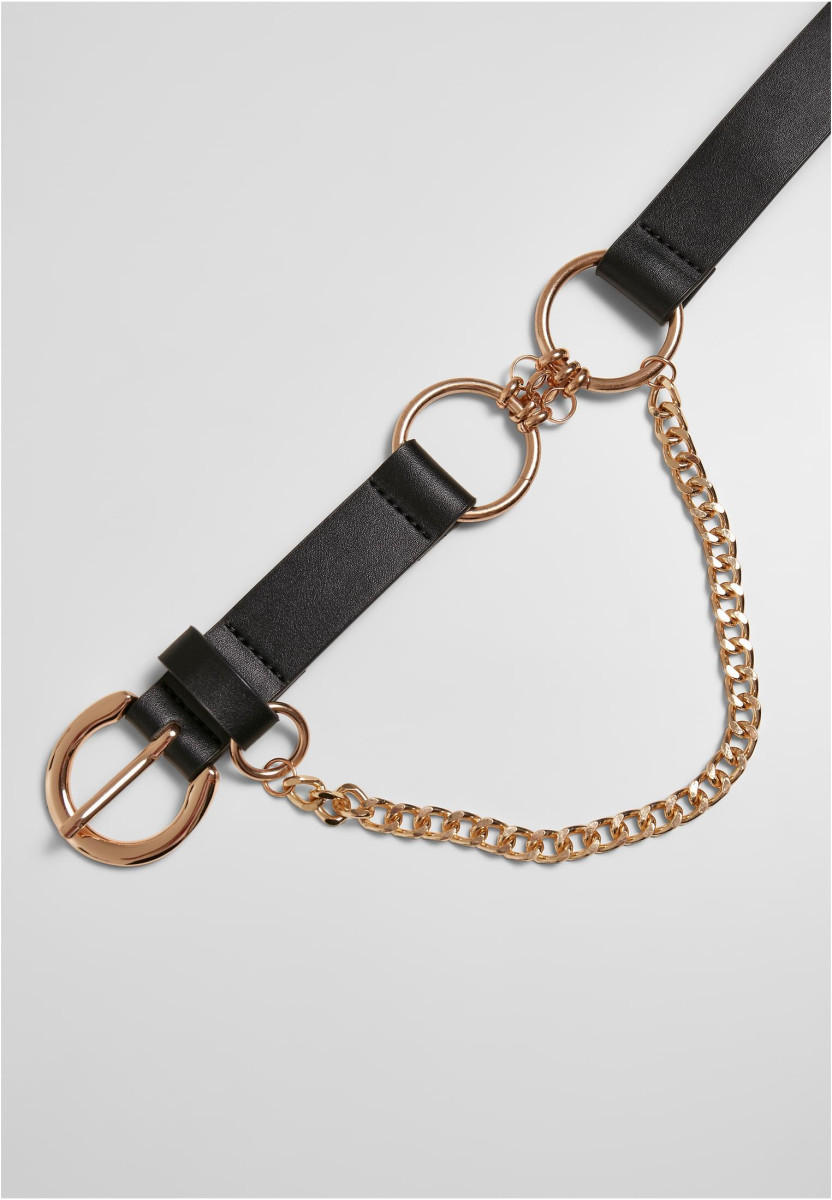 Synthetic Leather Belt With Chain