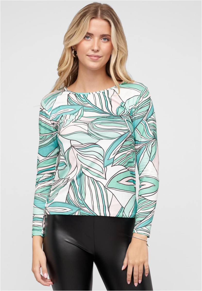 Langarm Top mit Bl?tter Print