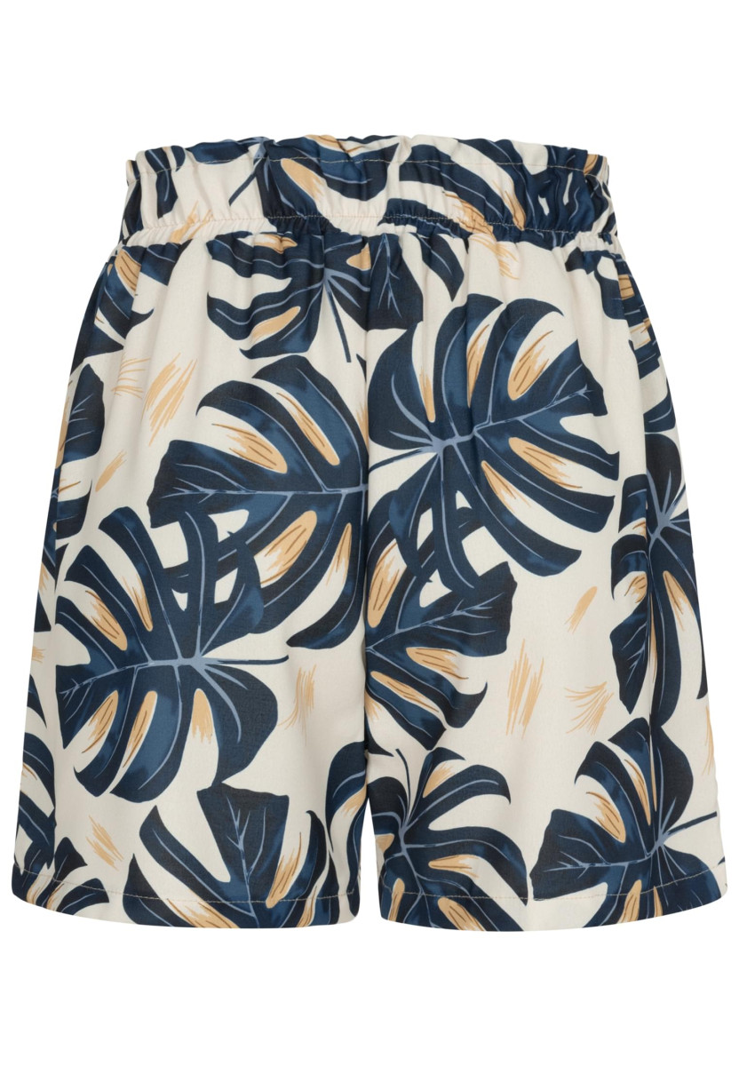 Paperbag Shorts with tie belt and palm print