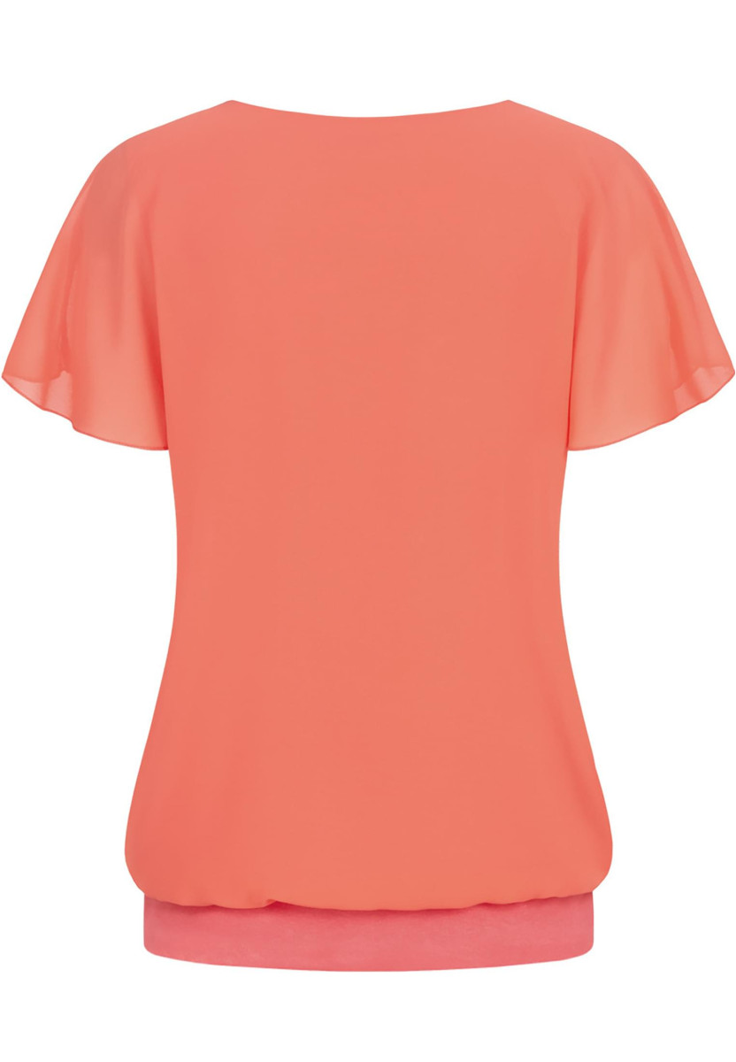 Cloud5ive Damen Chiffon Top 2-lagig mit Fledermaus?rmeln