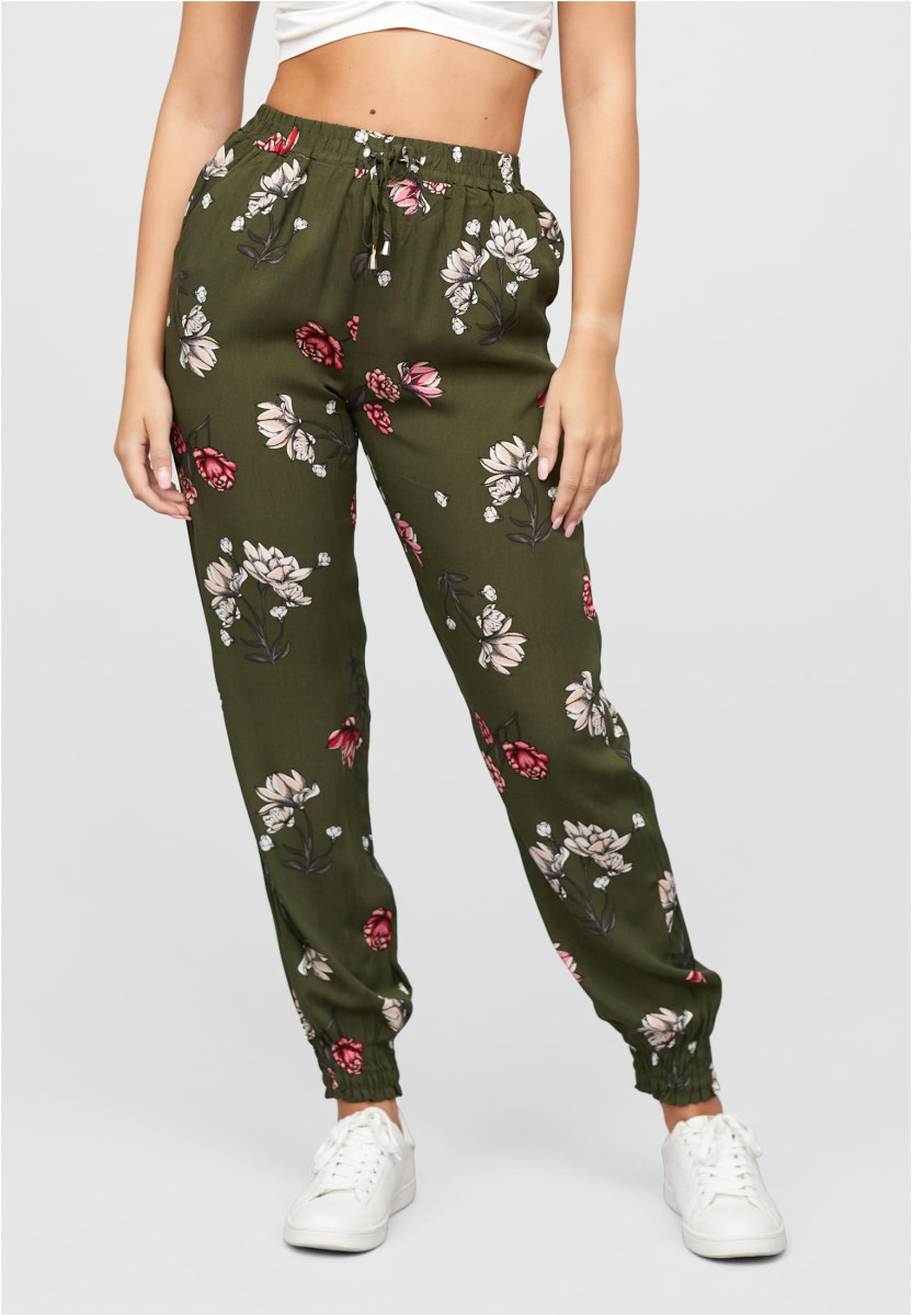 Viskose Hose mit B?ndchen 2-Pockets & Floraler Print