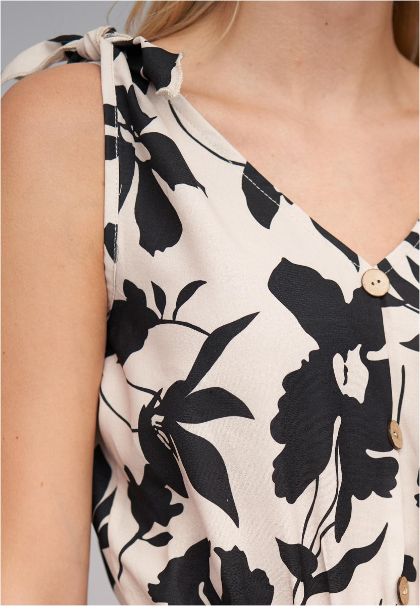 Dress with buttons and knot details flower print