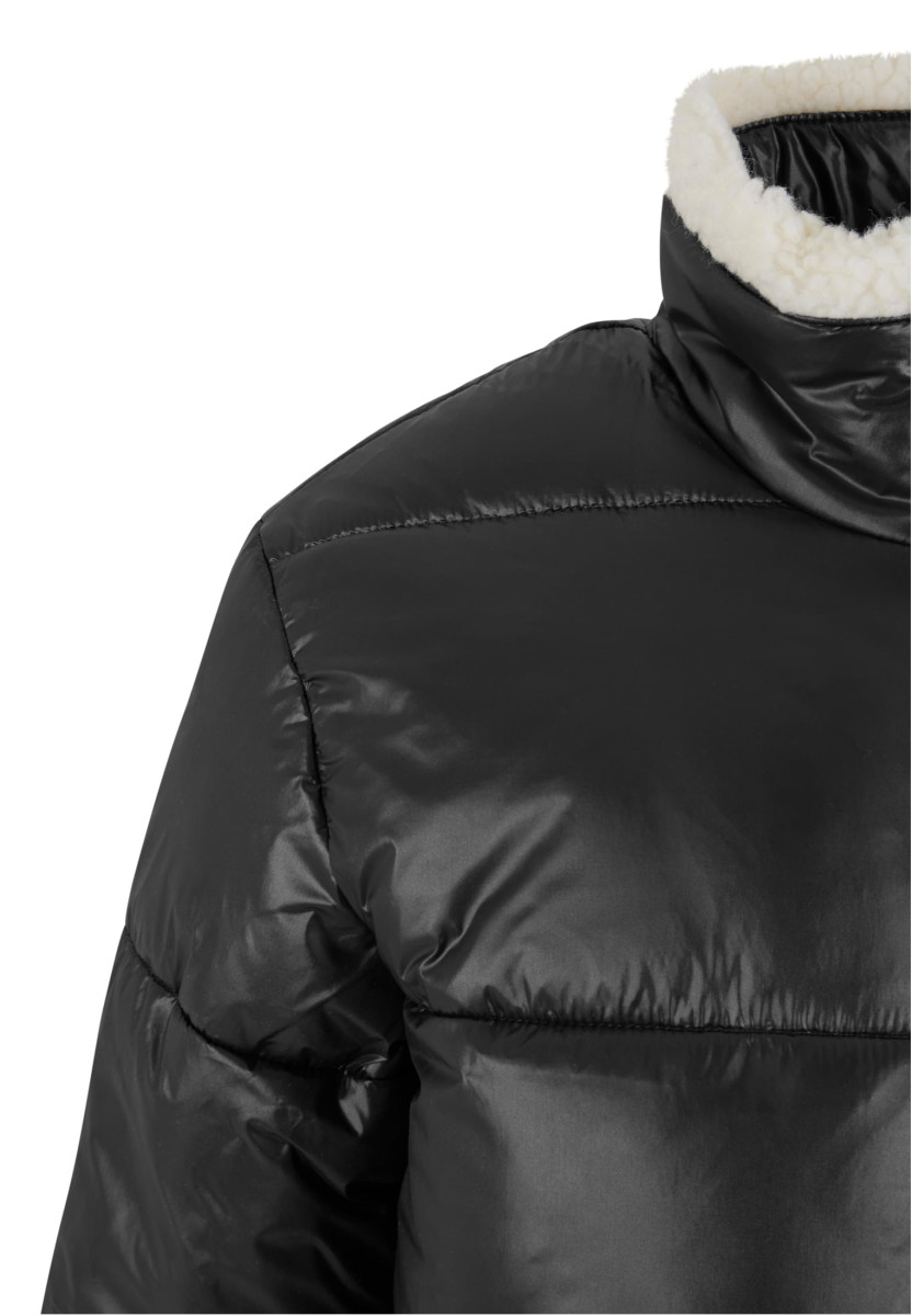 Ladies Recycled Shiny Puffer Sherpa Jacket