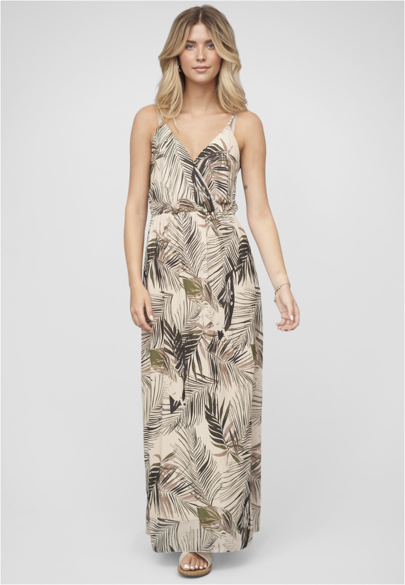 2-Layered Maxi-Dress Tropical Print