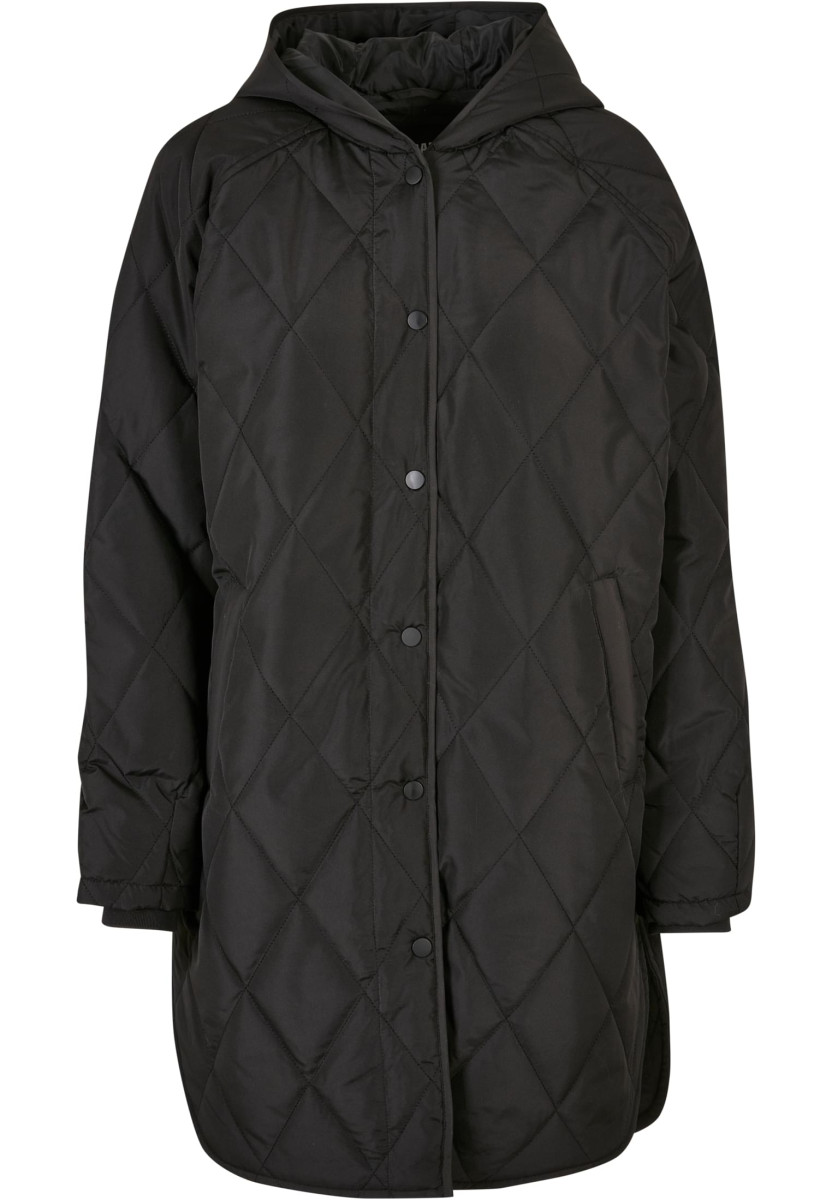Ladies Oversized Diamond Quilted Hooded Coat