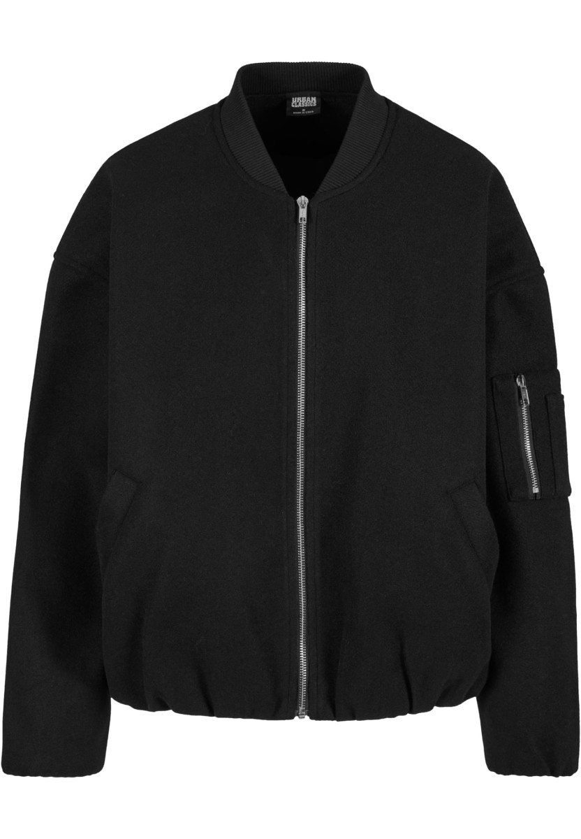 Ladies Faux Wool Bomber Jacket