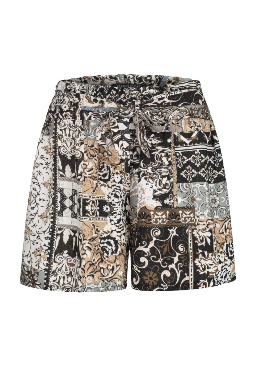 Viskose Shorts mit Bindeg?rtel und Paisley Print