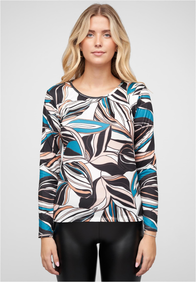 Langarm Top mit Bl?tter Print