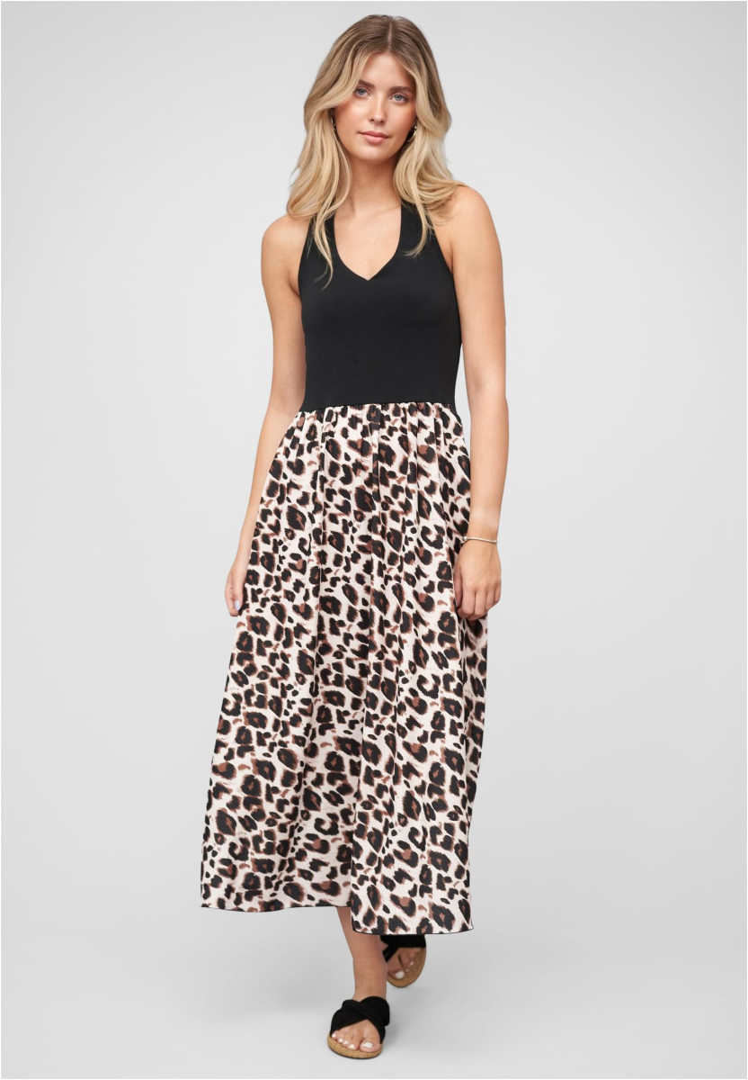 Maxi Neckholder-Dress with leo print
