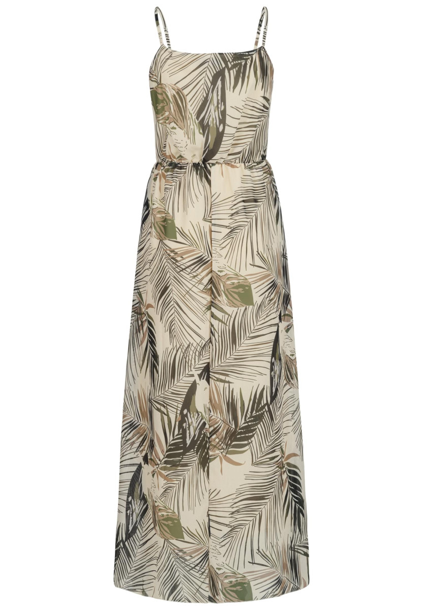 2-Layered Maxi-Dress Tropical Print