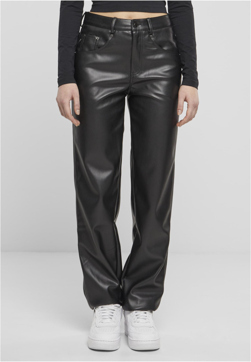 Ladies Straight Leg Synthetic Leather Pants